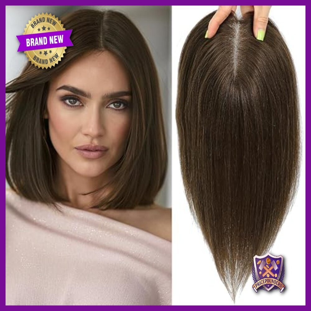 12 Inch Human Hair Topper for Thinning Hair, Glueless Mono Base, 4.8x4 Coverage